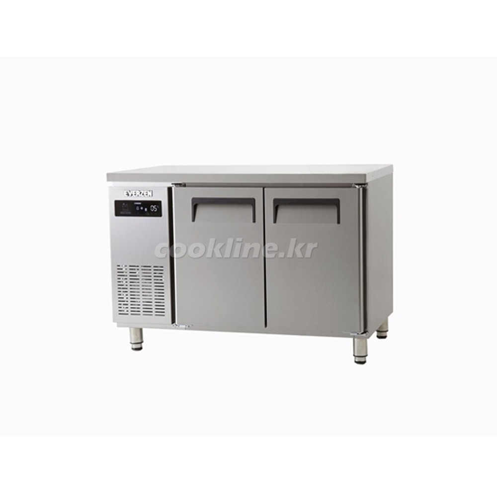 유니크대성 에버젠 냉장테이블1200 2도어 스텐 간냉식 업소용 UDS-12TIE