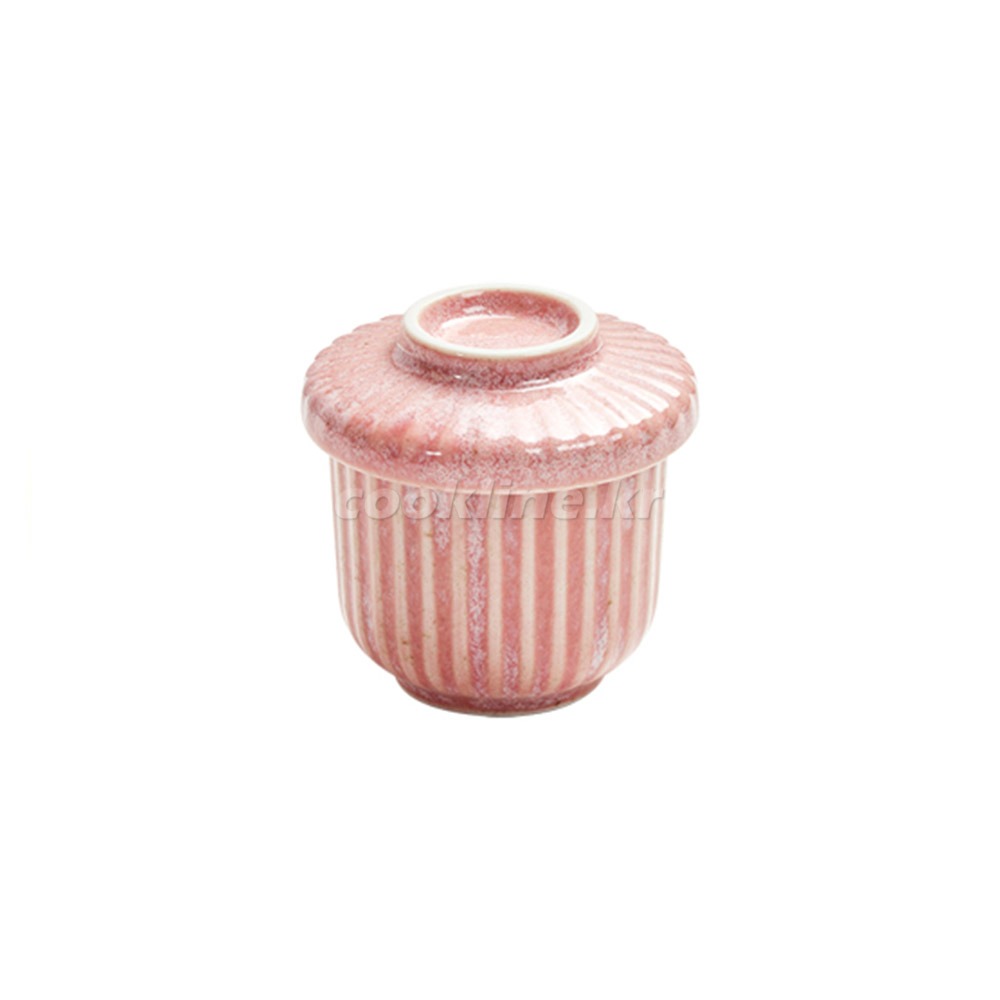 재팬-327  줄 자무시(핑크) 지름 80×H80 개별선택가능 [최소구매 5개] 물컵 계란찜그릇 도자기식기
