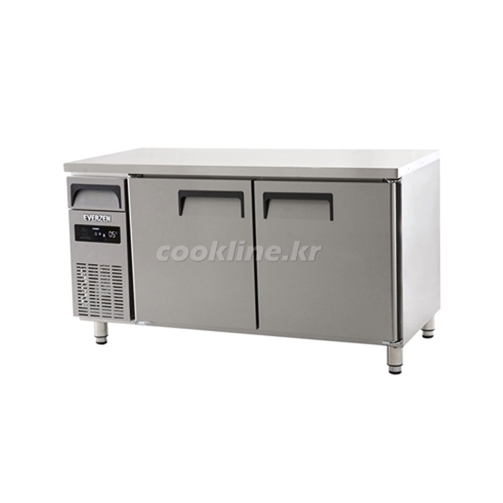 유니크대성 에버젠 냉동냉장테이블1500 2도어 스텐 직냉식 업소용 UDS-15RFTDE-NSV