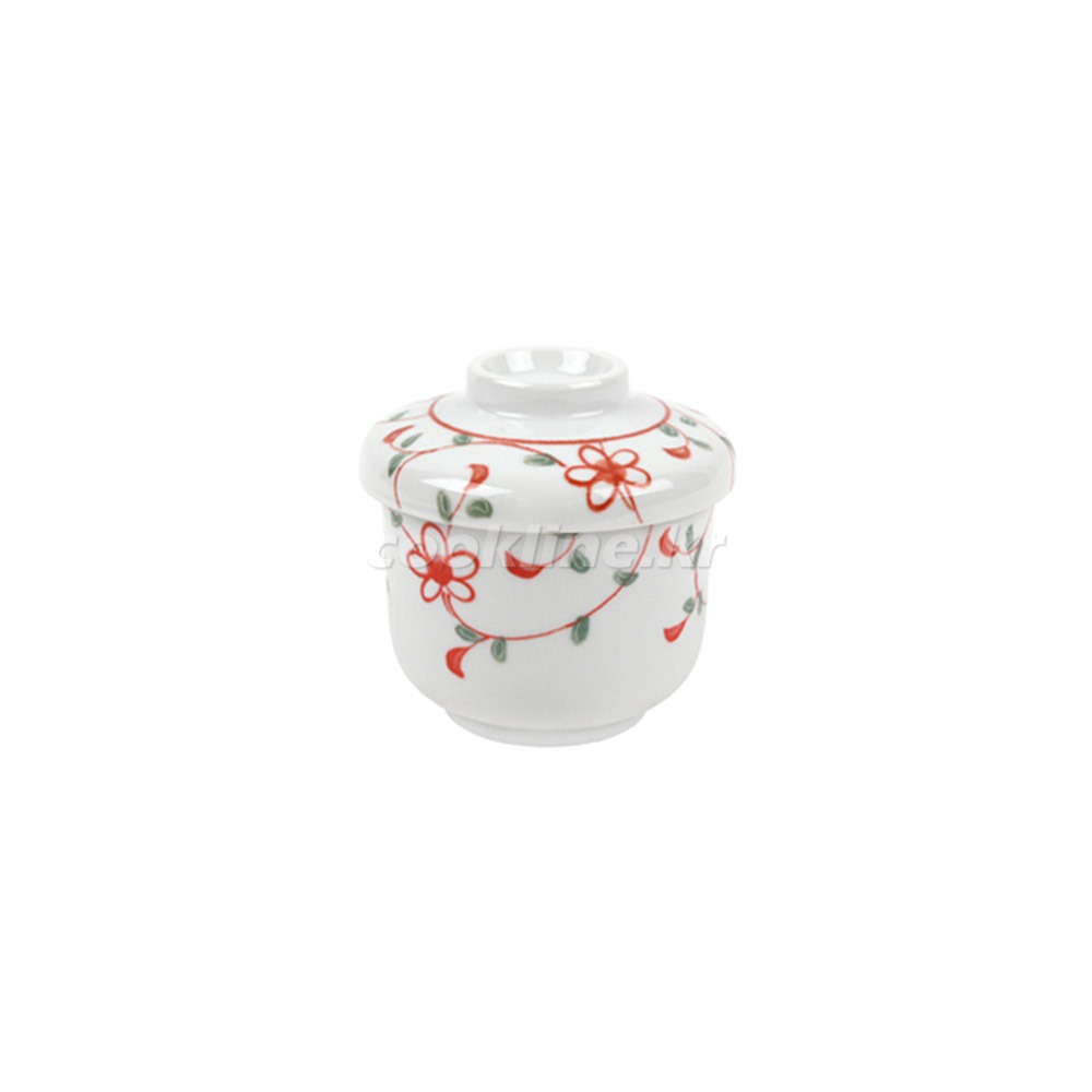 일제-923 붉은꽃 자무시 지름83×H90 개별선택가능 [최소구매 5개] 물컵 계란찜그릇 도자기식기