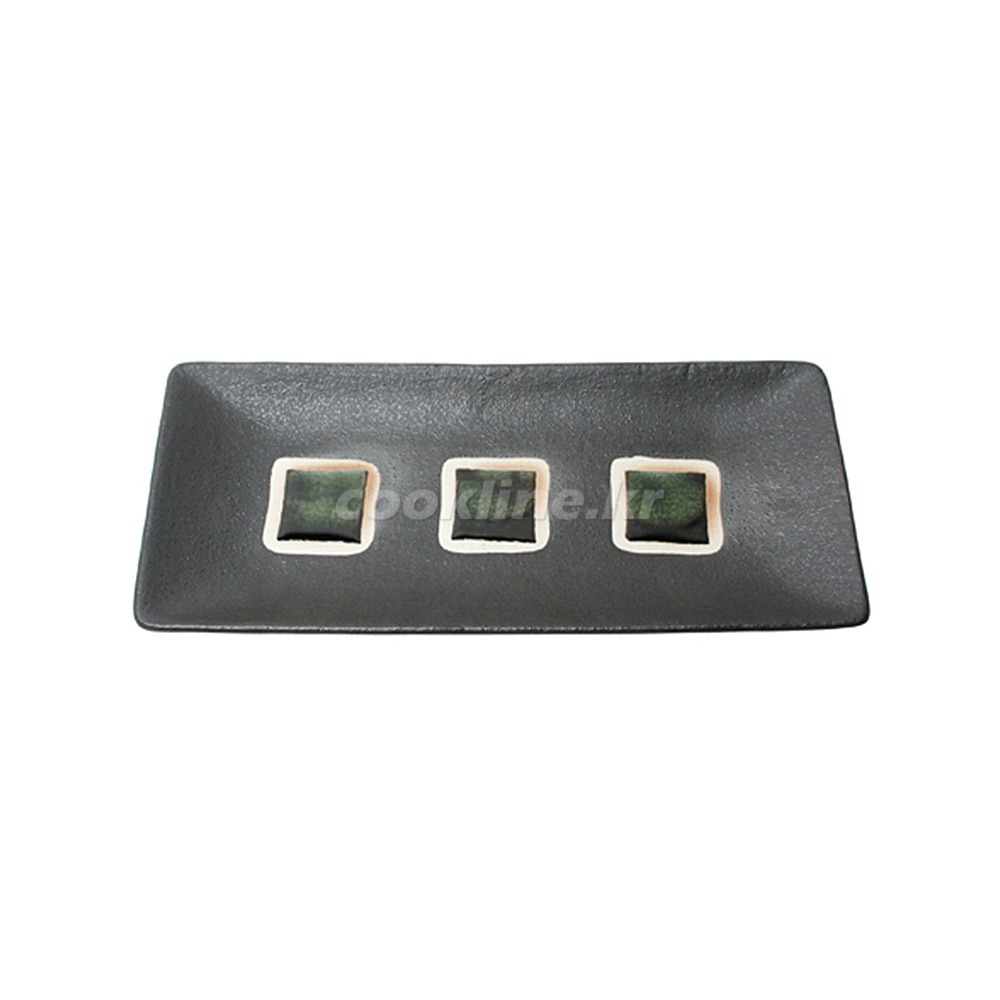 일제사라-8 노블장직사각접시(블랙) 290×130 스시접시 일식접시 생선접시 도자기접시