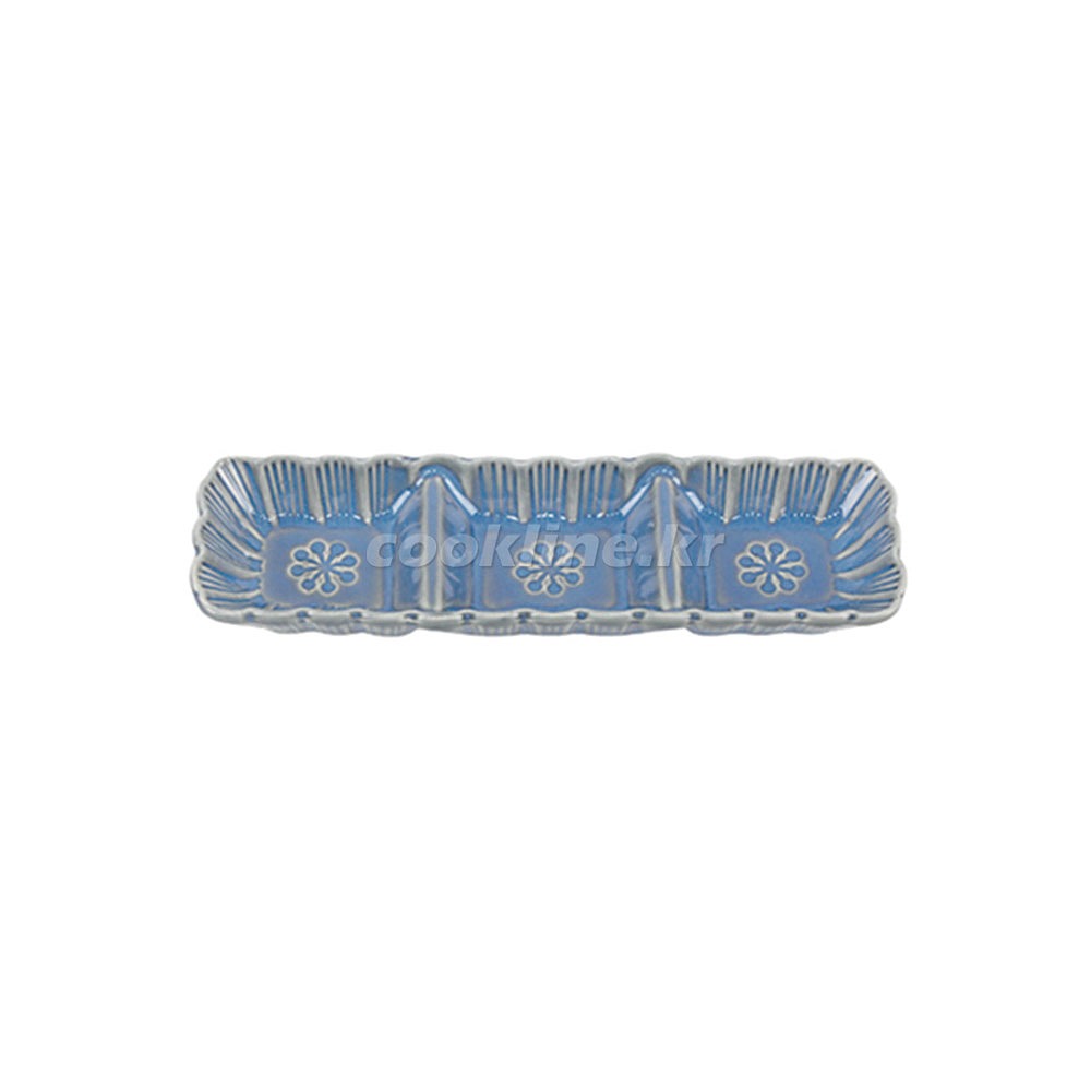 블링-253 꽃잎 삼절초장기 185×56×H20 [최소구매 5개] 삼초장 소스그릇 양념그릇 도자기초장기 초장그릇