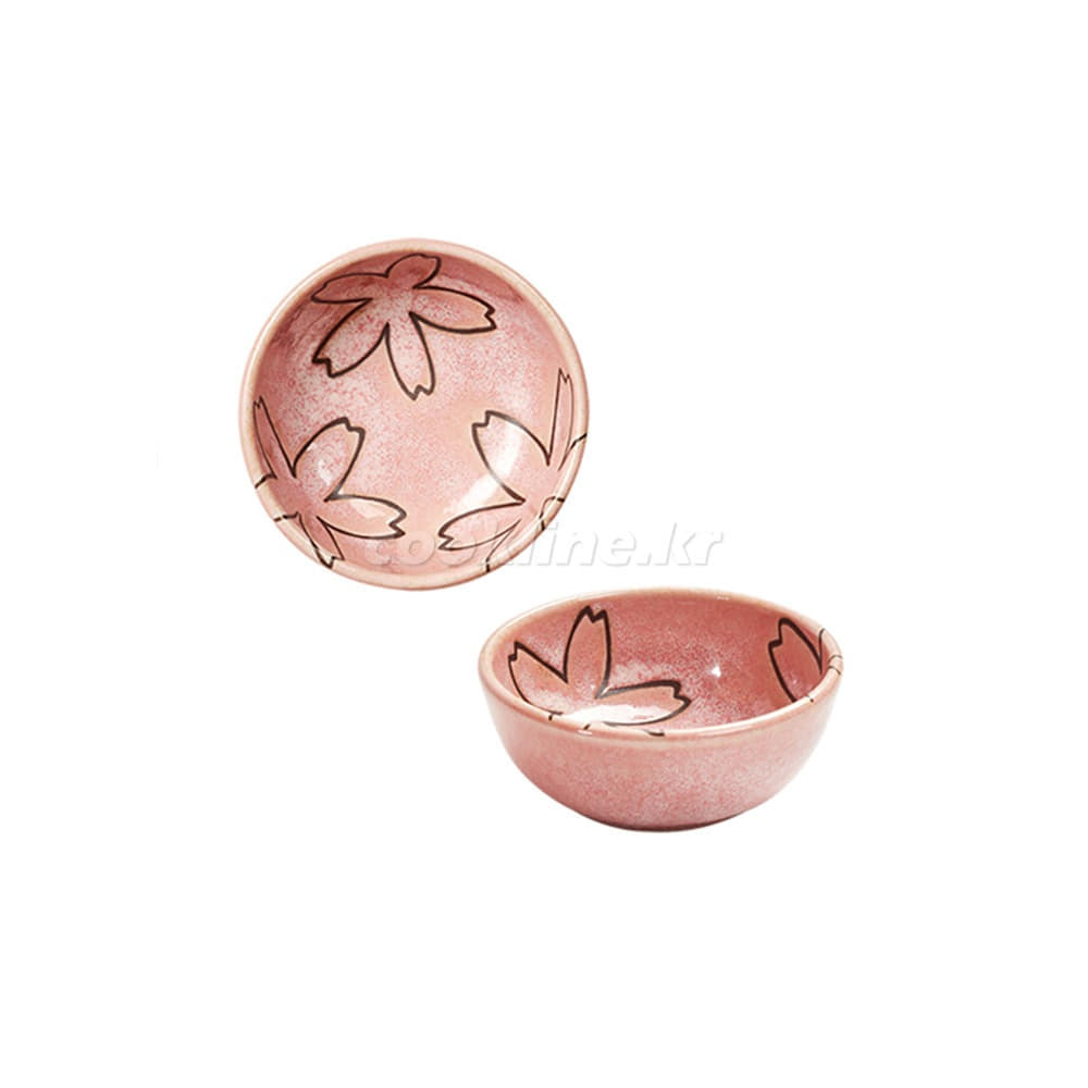 일제 재팬-363 꽃잎 종지(핑크) 지름 88×35 [최소구매5개] 소스기 양념종지 소스그릇 도자기종지